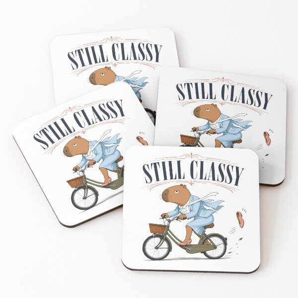 Item preview, Still Classy Capybara Cyclist in Blue Suit designed and sold by LazyPaw Design.
