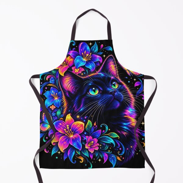 Item preview, Neon Floral Black Cat Fantasy Art designed and sold by mimdigital.