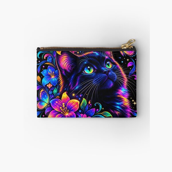 Item preview, Neon Floral Black Cat Fantasy Art designed and sold by mimdigital.