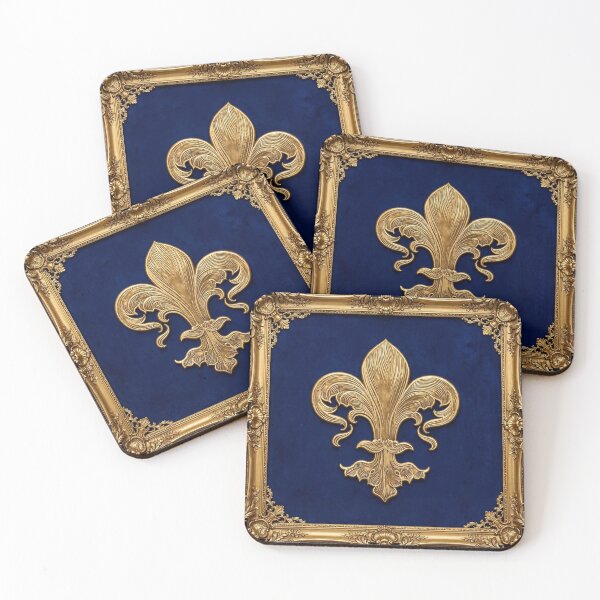 Item preview, Gold Fleur De Lys Royal Blue Baroque Curly Ornate Frame Luxury designed and sold by ProjectNoah.