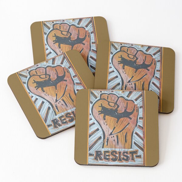 Item preview, Resist. Lino print protest artwork designed and sold by SombreroDoodles.