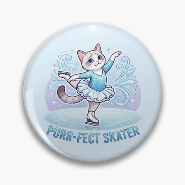 Item preview, Purr-fect Skater Cute Ice Skating Cat Sparkly Winter Sports Art designed and sold by PetalsPaws.