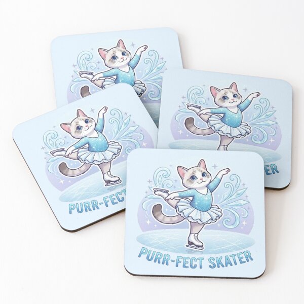 Item preview, Purr-fect Skater Cute Ice Skating Cat Sparkly Winter Sports Art designed and sold by PetalsPaws.