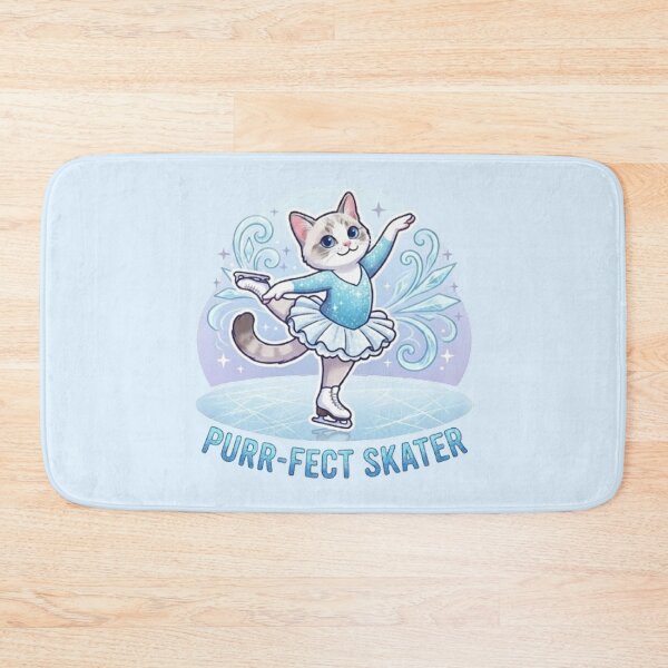Item preview, Purr-fect Skater Cute Ice Skating Cat Sparkly Winter Sports Art designed and sold by PetalsPaws.
