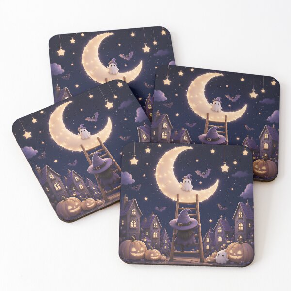 Item preview, Cute Ghost On Crescent Moon Halloween designed and sold by Soluna Studio.