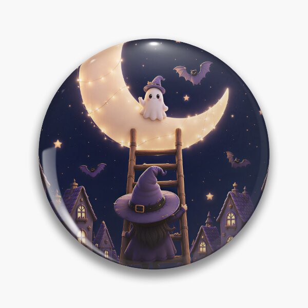 Item preview, Cute Ghost On Crescent Moon Halloween designed and sold by Soluna Studio.