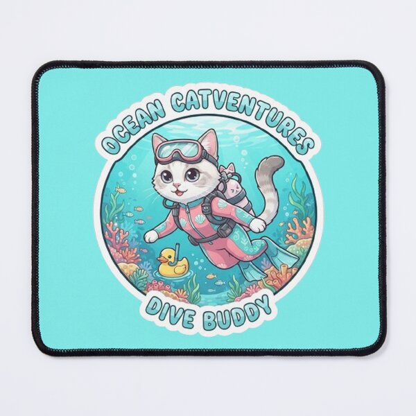 Item preview, Ocean Catventures Dive Buddy Cute Scuba Diving Cat with Rubber Duck designed and sold by PetalsPaws.