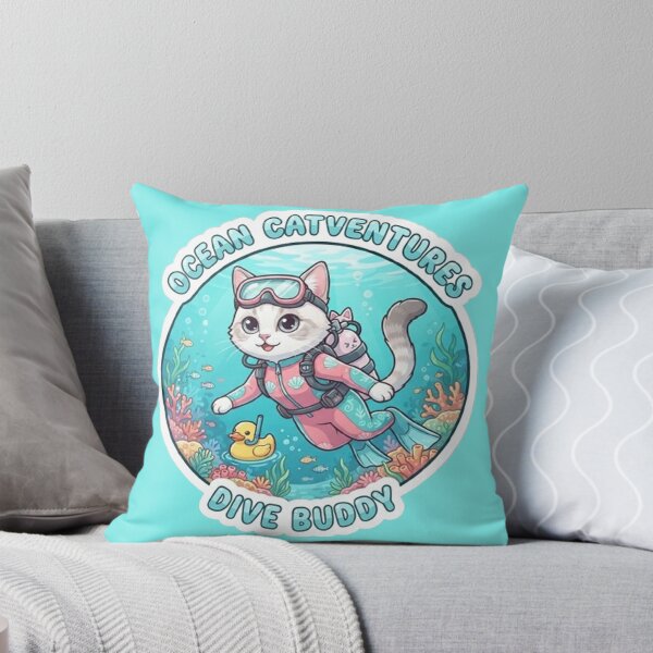 Item preview, Ocean Catventures Dive Buddy Cute Scuba Diving Cat with Rubber Duck designed and sold by PetalsPaws.