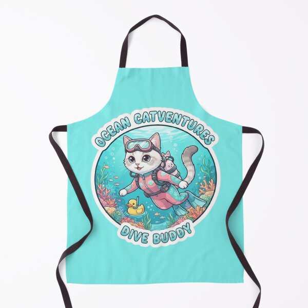 Item preview, Ocean Catventures Dive Buddy Cute Scuba Diving Cat with Rubber Duck designed and sold by PetalsPaws.