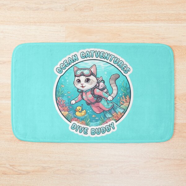 Item preview, Ocean Catventures Dive Buddy Cute Scuba Diving Cat with Rubber Duck designed and sold by PetalsPaws.