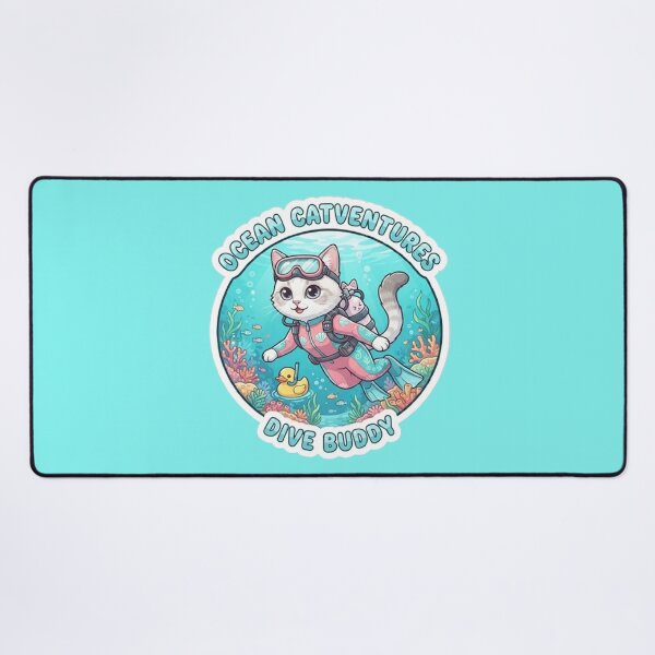 Item preview, Ocean Catventures Dive Buddy Cute Scuba Diving Cat with Rubber Duck designed and sold by PetalsPaws.