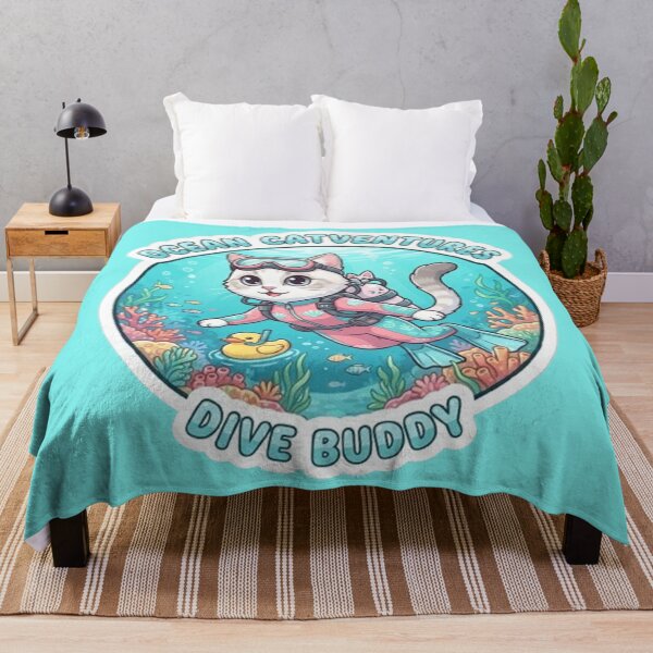 Item preview, Ocean Catventures Dive Buddy Cute Scuba Diving Cat with Rubber Duck designed and sold by PetalsPaws.