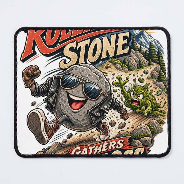 Item preview, A Rolling Stone Gathers No Moss Funny Rocker Biker Rock Design Graphic Tee designed and sold by Nubian Style.