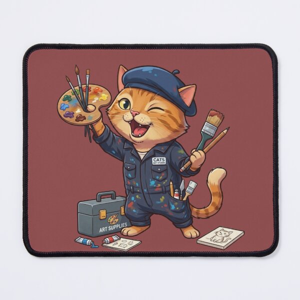 Item preview, Cute Artist Cat with Palette designed and sold by zaoroo shop.