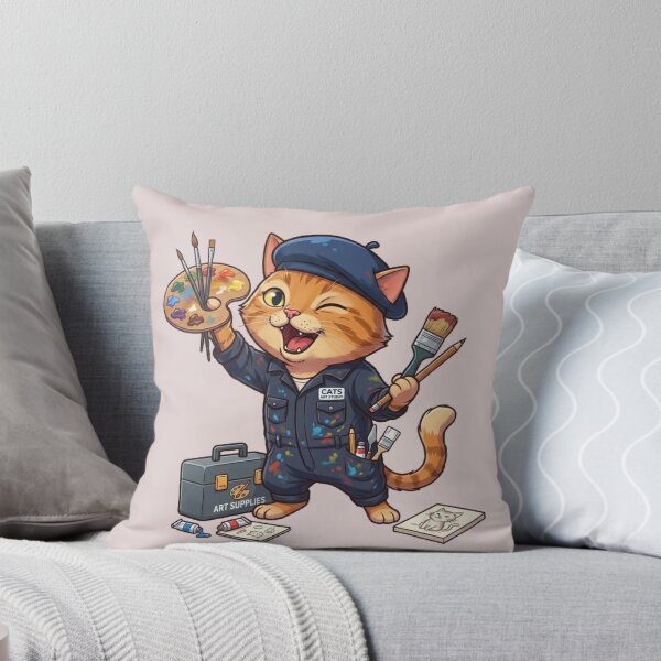 Item preview, Cute Artist Cat with Palette designed and sold by zaoroo shop.
