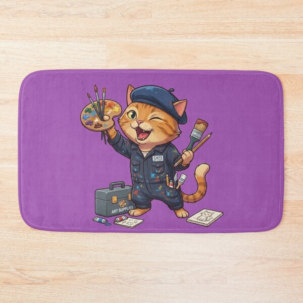 Item preview, Cute Artist Cat with Palette designed and sold by zaoroo shop.