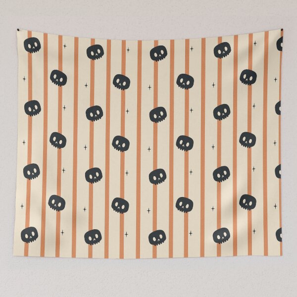 Item preview, Cute Skull Striped Pattern | Spooky Gothic Halloween Seamless Design designed and sold by TheSpellboundArtist.