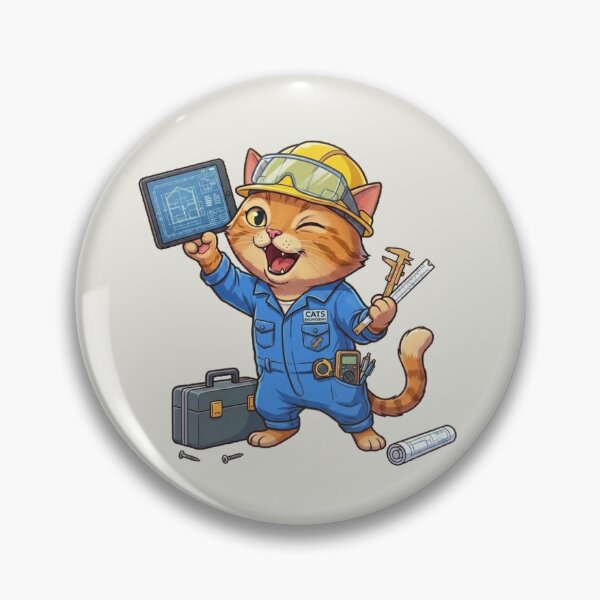 Item preview, Cute Engineer Cat with Hard Hat designed and sold by zaoroo shop.