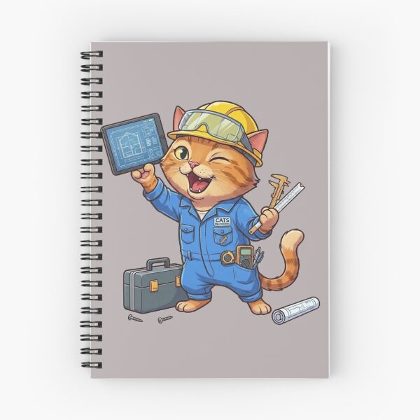 Item preview, Cute Engineer Cat with Hard Hat designed and sold by zaoroo shop.