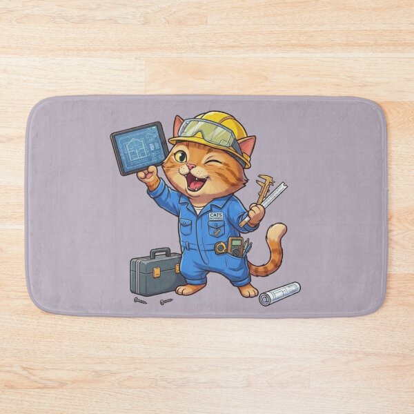 Item preview, Cute Engineer Cat with Hard Hat designed and sold by zaoroo shop.