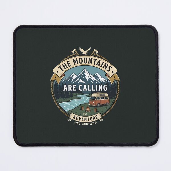 Item preview, The Mountains Are Calling Vintage Camping Camper Van Emblem designed and sold by eihabo.