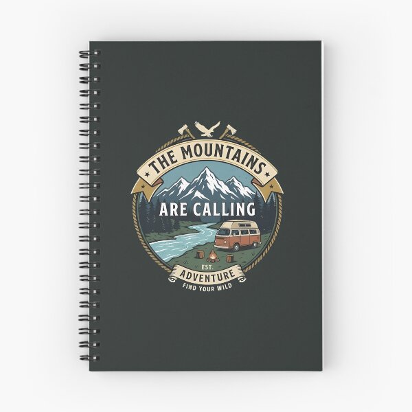 Item preview, The Mountains Are Calling Vintage Camping Camper Van Emblem designed and sold by eihabo.