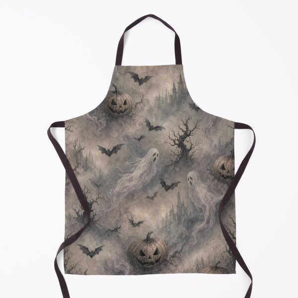 Item preview, Foggy Spooky Ghosts Bats Pumpkins Pattern designed and sold by IntelliMindDesigns.