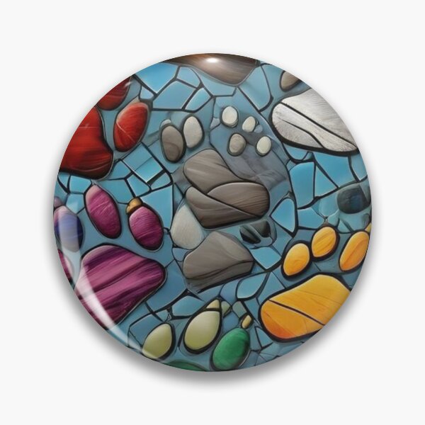 Item preview, Colorful Paw Print River Stone Mosaic designed and sold by DKSH1234.