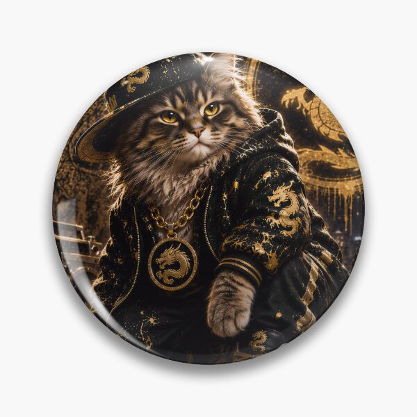 Item preview, Hip Hop Cat Gold Chinese Dragon Streetwear Main Tag: designed and sold by Soluna Studio.
