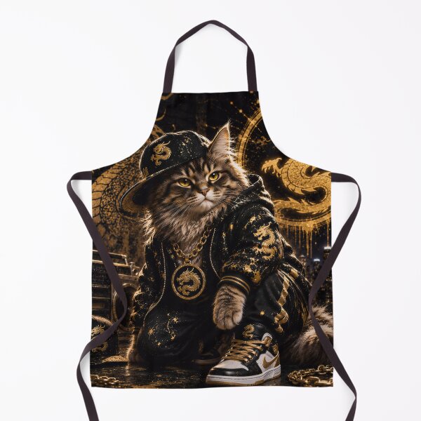 Item preview, Hip Hop Cat Gold Chinese Dragon Streetwear Main Tag: designed and sold by Soluna Studio.