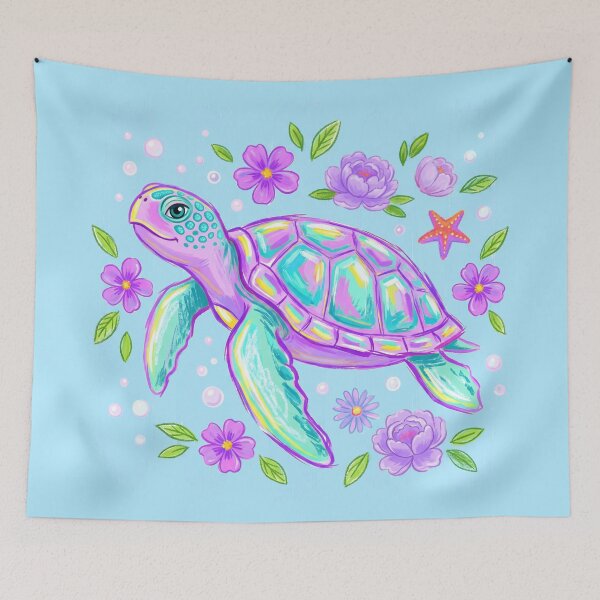 Item preview, Whimsical Sea Turtle purple colorful  designed and sold by augustinet.