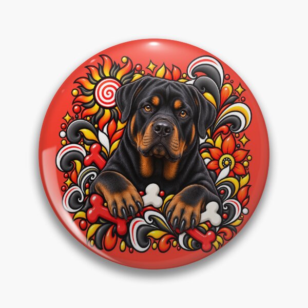 Item preview, Rottweiler Floral Art - Bones & Swirls Decor designed and sold by PixelsPaws.