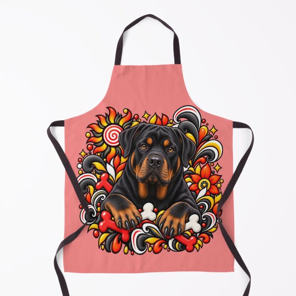 Item preview, Rottweiler Floral Art - Bones & Swirls Decor designed and sold by PixelsPaws.