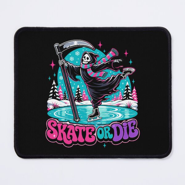 Item preview, Skate Or Die Ice Skating Grim Reaper Winter Graphic Tee designed and sold by Design Vibras.