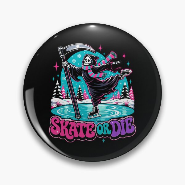 Item preview, Skate Or Die Ice Skating Grim Reaper Winter Graphic Tee designed and sold by Design Vibras.