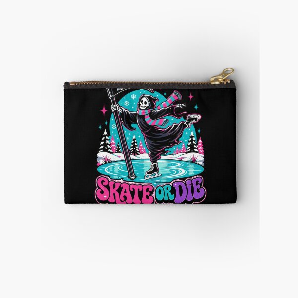 Item preview, Skate Or Die Ice Skating Grim Reaper Winter Graphic Tee designed and sold by Design Vibras.
