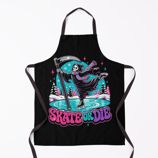 Item preview, Skate Or Die Ice Skating Grim Reaper Winter Graphic Tee designed and sold by Design Vibras.