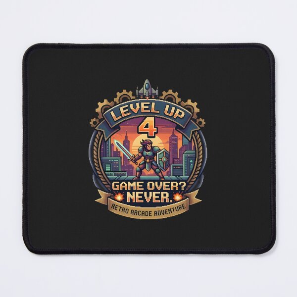 Item preview, Level Up Game Over Never Retro Gaming Pixel Art Badge designed and sold by eihabo.