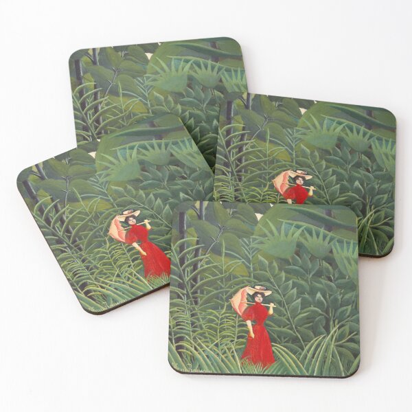 Item preview, Woman in red in the rain forest tropical landscape painting by Henri Rousseau designed and sold by Jéanpaul  Ferro.