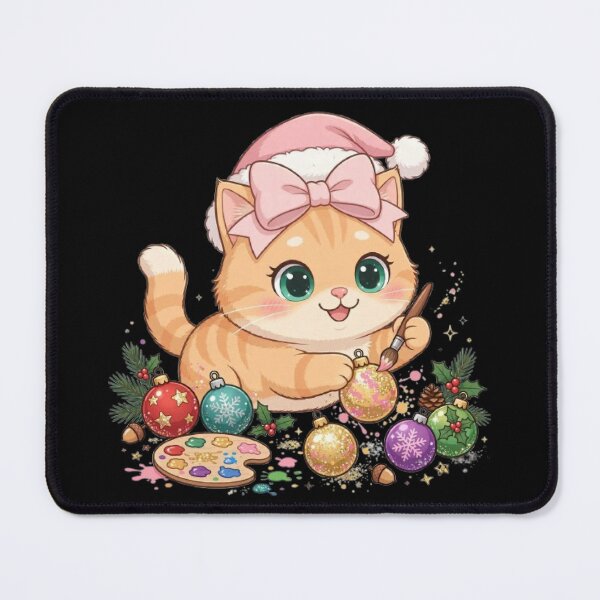 Item preview, Christmas Artist Cat Painting Ornaments designed and sold by Luna's World - Moody Vibes Studio.