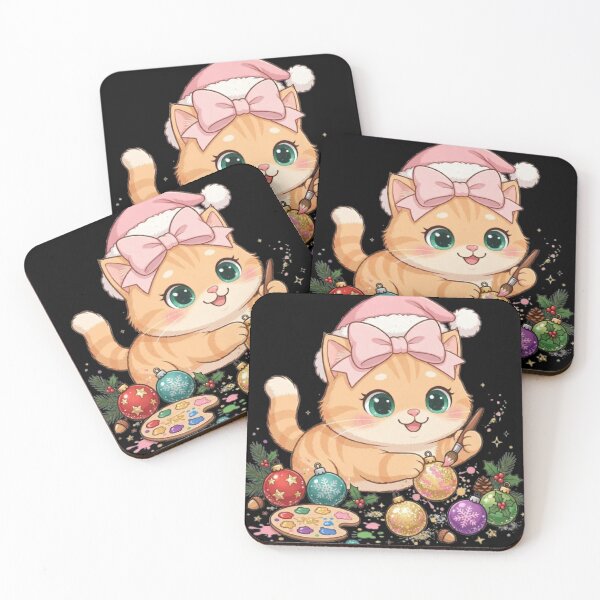 Item preview, Christmas Artist Cat Painting Ornaments designed and sold by Moody Vibes Studio.