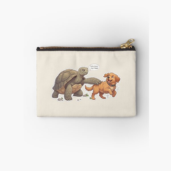 Item preview, Calm Down Tiny Friend Funny Turtle and Golden Retriever Dog designed and sold by Safe Haven Pets.