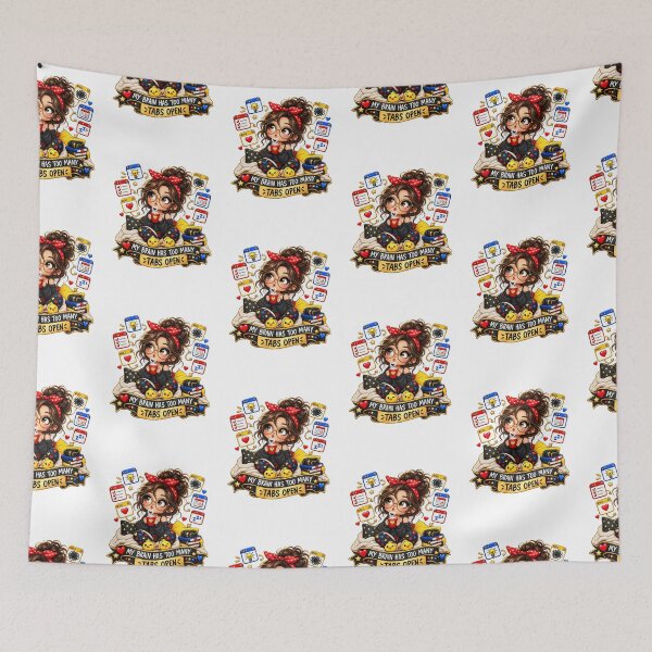 Item preview, My Brain Has Too Many Tabs Open – Cute Overthinking Girl Design designed and sold by N12yearwood.