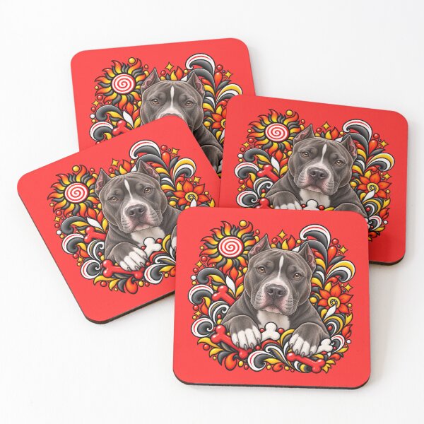 Item preview, Pitbull Floral Art - Bones & Swirls Decor designed and sold by PixelsPaws.