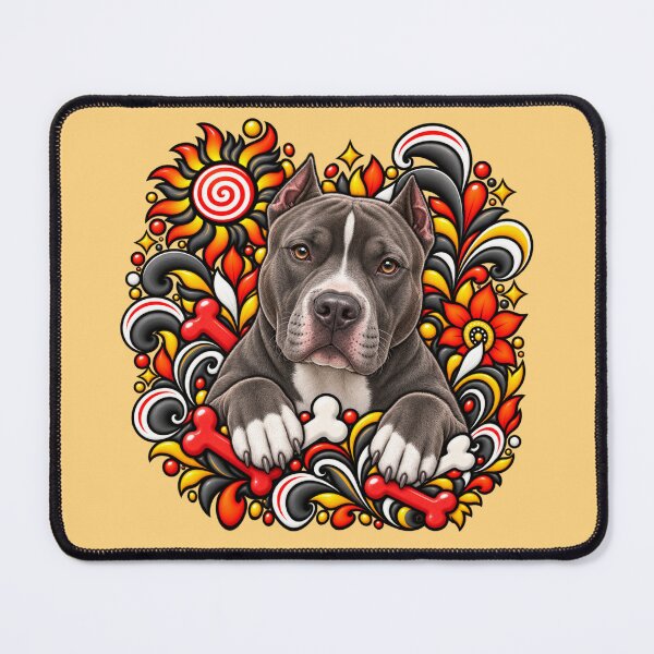 Item preview, Pitbull Floral Art - Bones & Swirls Decor designed and sold by PixelsPaws.