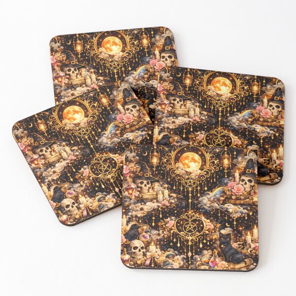 Item preview, Vintage Witchcraft and Skull Gothic Pattern designed and sold by Funnygiftsstudio .