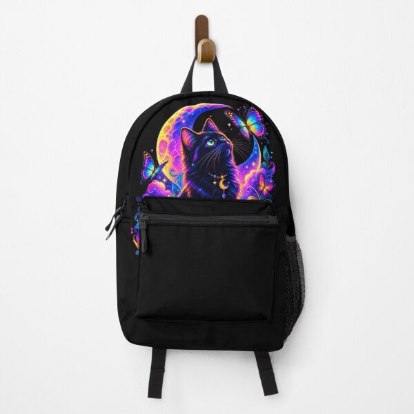 Item preview, Neon Black Cat Under Cosmic Moon designed and sold by mimdigital.
