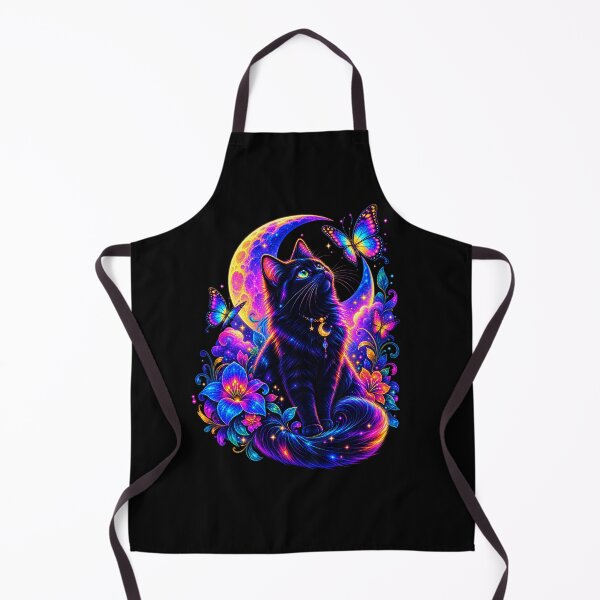 Item preview, Neon Black Cat Under Cosmic Moon designed and sold by mimdigital.