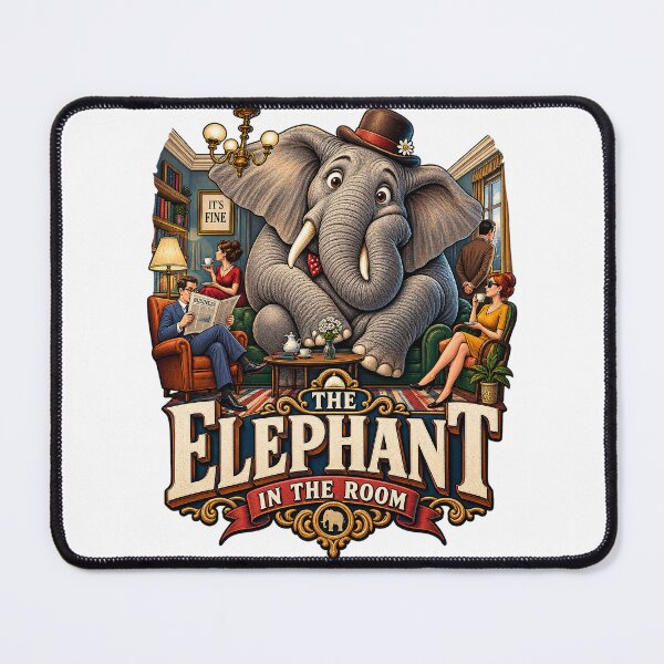 Item preview, The Elephant In The Room Funny Surreal Vintage Editorial Graphic Tee Design designed and sold by Nubian Style.