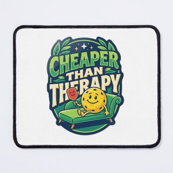 Item preview, Cheaper Than Therapy Retro Pickleball Couch Mascot designed and sold by randaper.